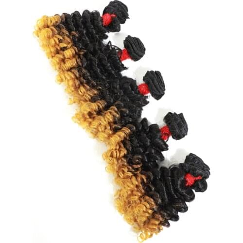 Afro Jerry Synthetic Hair Extensions For Women Heat Resistant Kinky Curly Synthetic Hair Weaves 5 Bundles 240g All In One Pack