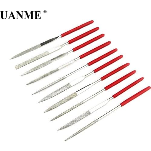 UAMNE 10pcs 140mm Diamond Needle File Mini Rasp Wood Carving Metal Hand File Set Microtech Hobby Hand Needle