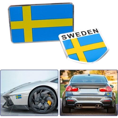 Aluminum Exterior Acccessories Emblem Decal Badge Car -Styling Sweden Flag Car Sticker Universal Scratch Cover Sticker