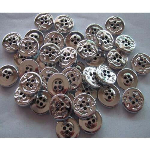 Free shipping 13mm plating silver button Anchor logo button fashion button for blouse women shirt 100pcs