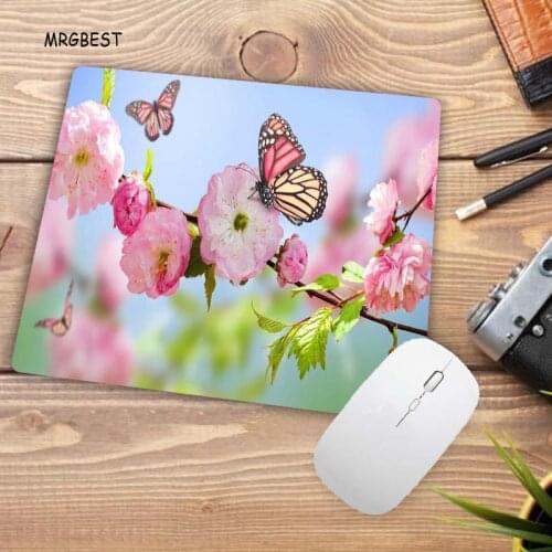 Big Promotion Cool New Beautiful Flower Butterfly Mouse Pad Gaming Desk Small Size18x22cm Rubber Mouse Mats for Office Desk Pad