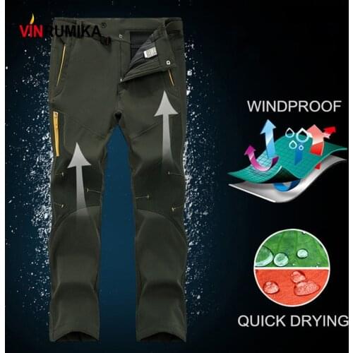 Large Size L-7XL Mens Winter Fleece Warm Thick Quick Dry Straight Pants Man Casual Army green Windproof Pant Black Trousers