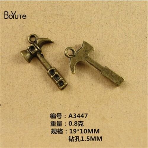 BoYuTe (100 Pieces/Lot) 19*10MM Antique Bronze Plated Zinc Alloy Hammer Charms for Jewelry Making Diy Accessories Handmade