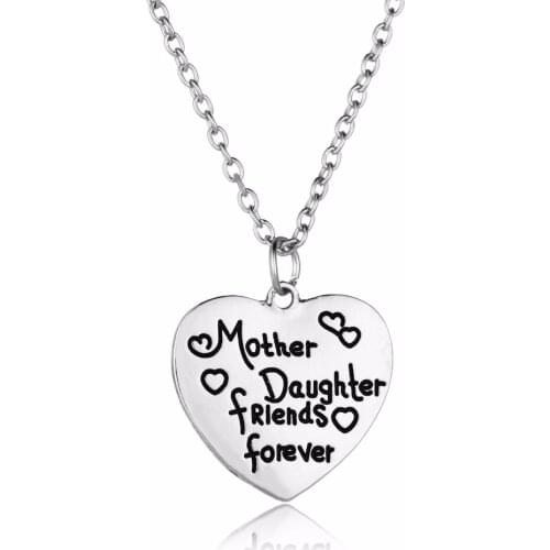 24PC/Lot Fashion Mother Daughter Friends Forever Love Heart Pendant Chain Necklace Family Women Jewelry Mom Mothers Day Gifts