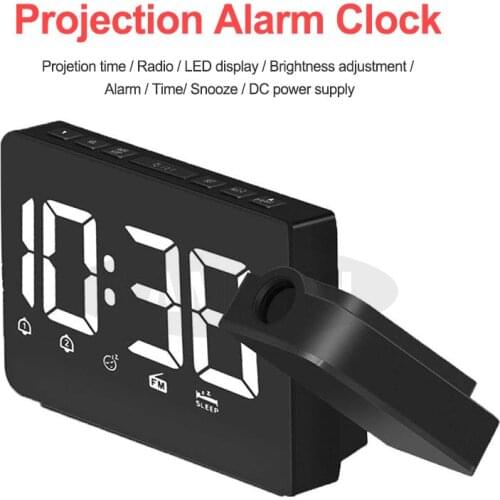 Digital Radio Alarm Clock Projection Snooze Clock Backlight Rotatable Wake Up LED Display Table FM Radio Clock For Home Office