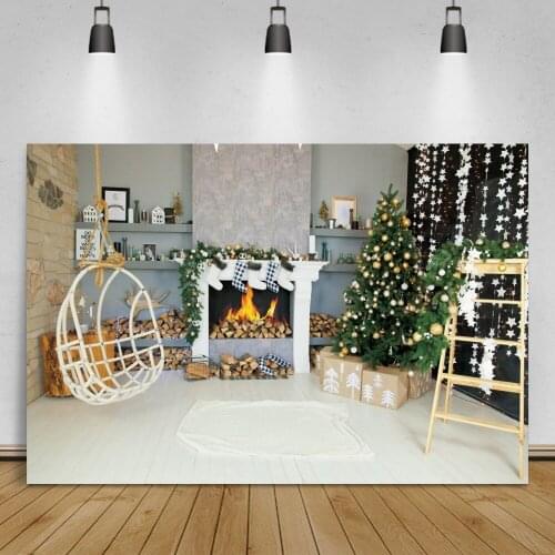 Photo Backgrounds For Photography Merry Christmas Star Tree Festivals Fireplace Wood Gift Floor Party Interior Photo Backdrops