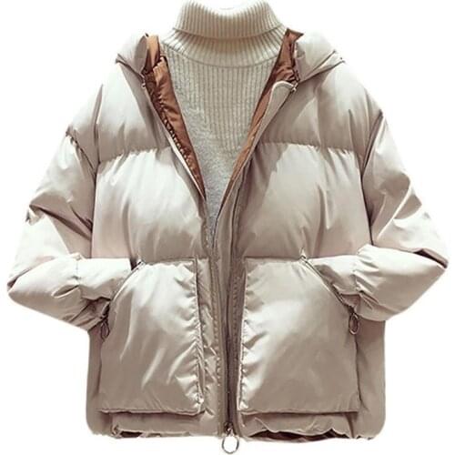 G1469 autumn winter 2019 new women fashion short section loose hoodie cotton padded jacket coat cheap wholesale