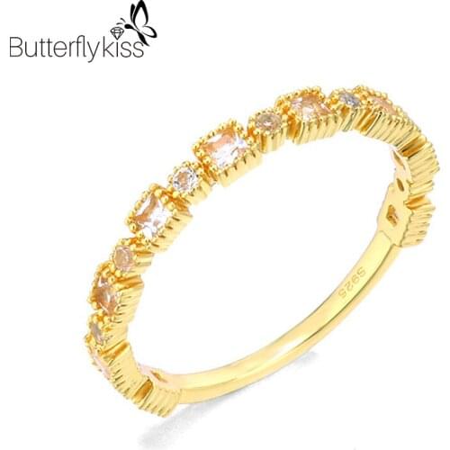 BK 925 Sterling Silver Rings For Women Simple Fashion White Topaz Geometric Wedding Engagement Promise Fine Jewelry Lady Gifts