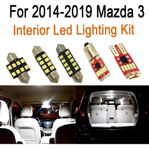 8Pcs Accessories Car interior lights upgrade Kit for 2014 2015 2016 2017 2018 2019 Mazda 3 led interior Dome Trunk lights