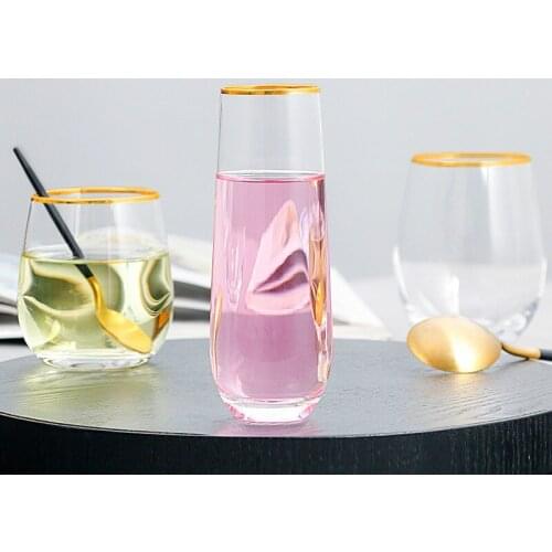Creative Gold Foil Mouth 400Ml Red Wine Glass Egg Shape Bar Cold Drinks Shop Whisky Vodka Cocktail Glass Boutique Drinking Set