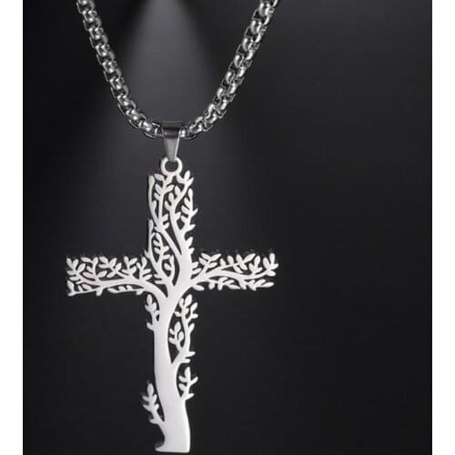 Geometric Catholic Jesus Cross Titanium Steel Pendant Unisex Classic Personality Mens Black Stainless Steel Necklace Wholesale