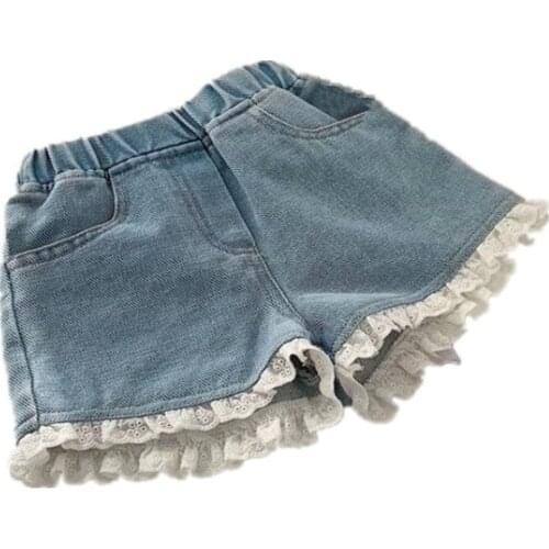 Summer new cotton shorts children baby kids girls cute sweet comfortable soft denim shorts kids baby girls lace shorts p4 034