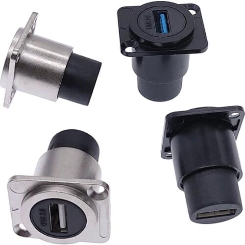 Metal female to female USB 2.0 3.0 connector panel mounting USB socket black