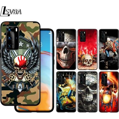 Horror Skull Art For Huawei P40 P30 P20 P10 Pro Lite E Plus 4G 5G P9 P8 Lite P Smart Z S Plus Soft Black Phone Case