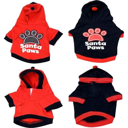 Small and Medium-sized Dog Pet Clothes Comfortable and Cute Printing Footprint Letter Hoodie Sweater T-shirt Short-sleeved