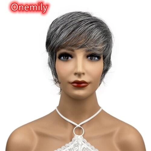 Onemily Short Straight Heat Resistant Synthetic Wigs for Women Girls Cosplay Theme Party Evening Out Dating Fun Gray