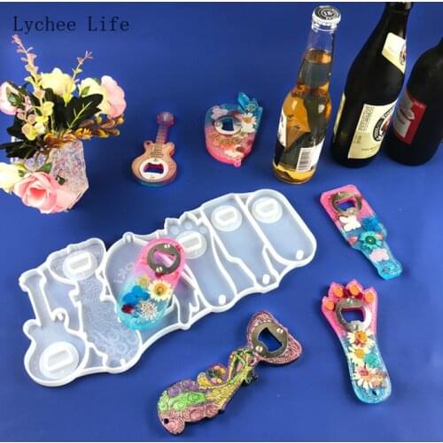 Lychee Life DIY Epoxy Resin Beer Bottle Opener Wrench Mold Dried Flower Epoxy Silicone Pottery Clay Tools Gifts