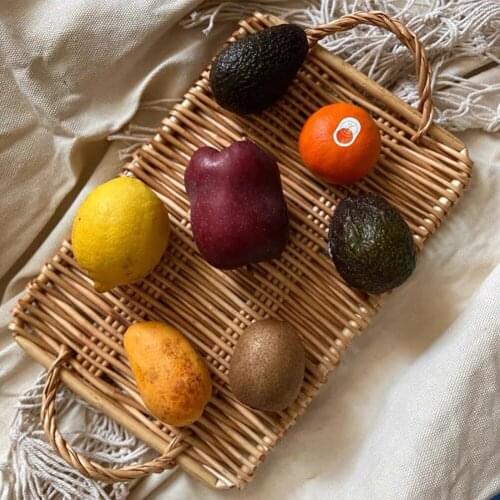 Handmade Bamboo Weaving Food Storage Tray Breakfast Afternoon Tea Tray Fruit Vegetables Bread Drinks Snack Multi-functional Tray