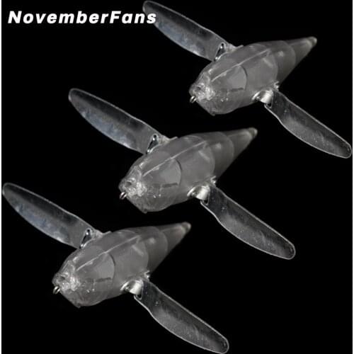 NovemberFans 3pcs/lot Popper Unpainted Fishing Lures 115mm 30g Floating Blank Hard Body Metal Wing Crankbait Fishing Tackle