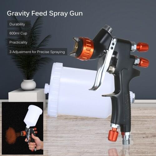 Paint Sprayer Gravity Feed Air Spray Gun with 600ml Container 1.3mm Nozzle for Wall/Furniture/Fence/Cabinet/Table/Chair Spray