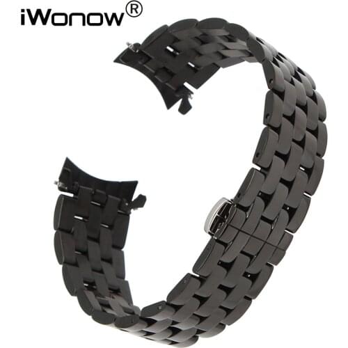 Stainless Steel Watch Band 22mm for Samsung Gear S3 Classic / Frontier Curved End Strap Butterfly Buckle Wrist Belt Bracelet