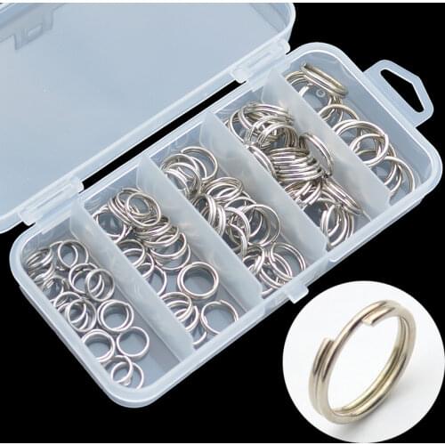 Stainless Steel Fishing Split Rings 90pcs/set Big Round Double Loop Hard Fishing Lure Connector Accessories Diameter 10-18mm