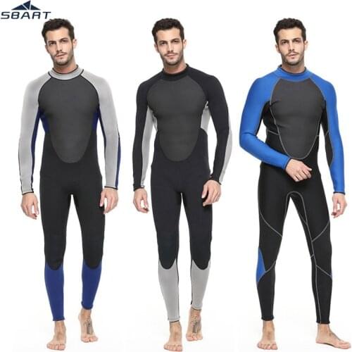 Sbart Men 3mm Wetsuit one-piece Suit Black Blue Elastic Onesies Wetsuit neoprene Freediving spear fishing Diving suit swimsuit