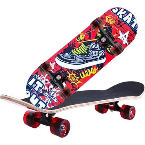 AddFun Double Rocker Skateboard for Adults All Terrain Wheels Longboard Tickers Skate Boards Completed Damping and Anti-skid