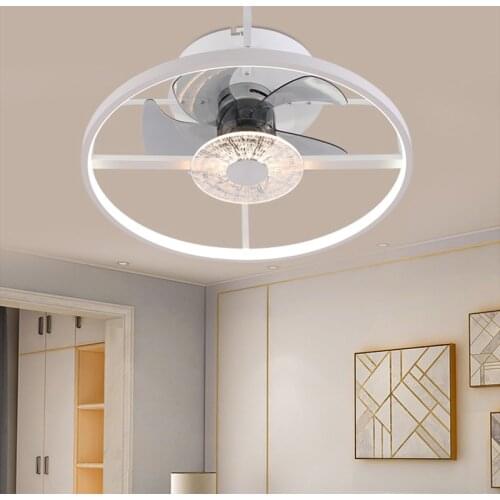 Modern simple intelligent ceiling bedroom fan lamp stepless remote control household led restaurant fan lamp