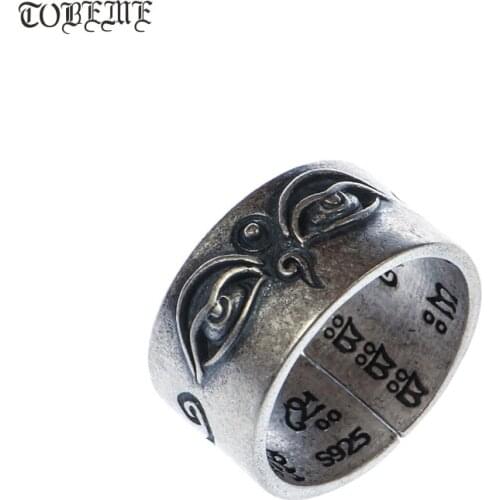 Handmade 925 Silver Tibetan Wisdom Eyes Ring Buddhist Heaven Eyes Ring Buddha Eyes Ring Resizable