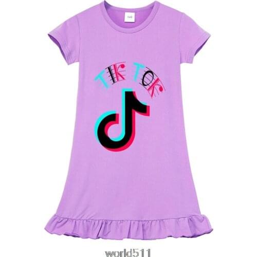 Tik Tok Baby Girls Summer Dress Girls Short-Sleeved Dress Children Clothing Toddler Kids Dresses Clothes for 2-15 Years