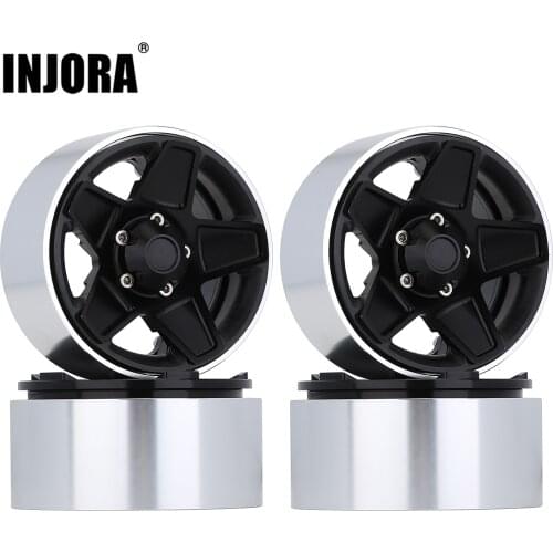 INJORA 4Pcs CNC Metal 1.9" Beadlock 5-Spokes Wheel Rim Hub for 1/10 RC Crawler Traxxas TRX4 Axial SCX10 90046 Defender D90 D110
