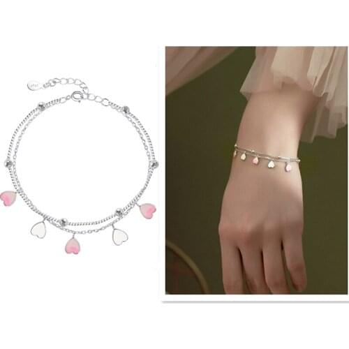 Top Quality Silver Bracelets For Women Jewelry Trendy Double Layer Heart Bracelet Girl S925 Accessories Female Anniversary Gift