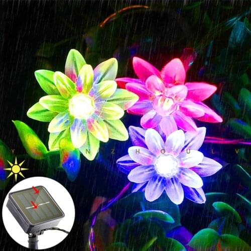 Led Solar Garden Light Outdoor Lotus Flower Festoon Fairy Light String Decor Light Solar Power for Home Garden Fence Decor Lamp