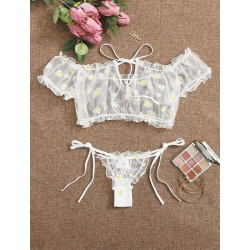 Women Girls Sweet Sexy Casual Short Sleeve Off Shoulder Lace Up Solid Color Two-Piece Suits Swimsuits Beachwear Bathing Suits