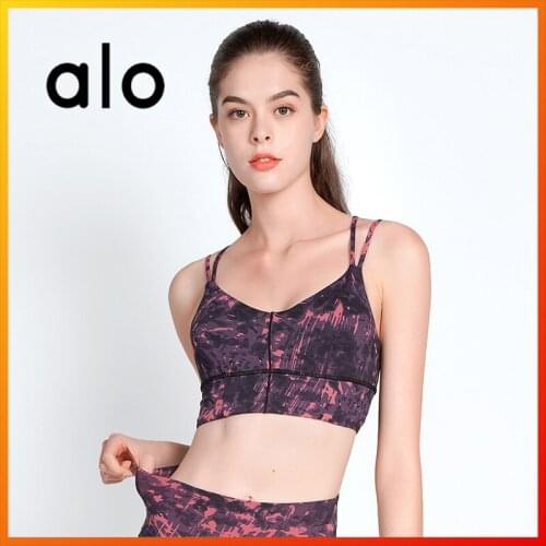 Alo Yoga Summer Womens Tube Top Three-color Camouflage Sports Bra Running Fitness Shockproof Breathable Vest