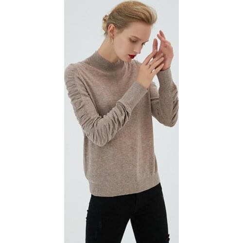 Autumn winter woolen sweater women 2019 new pure color foam sleeves bottom shirt self-cultivation easy-matching knitting sweater
