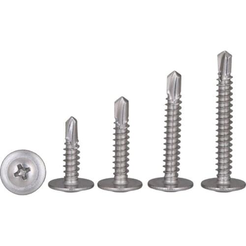 20-50PCS DIN7504 M4.2 M4.8 304 Stainless steel Large Flat Head Self Tapping Screws Drilling Tail Screw