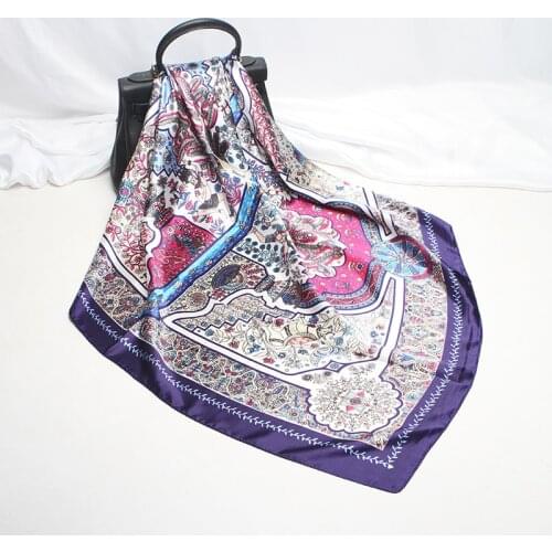 2020 90x90 Flower Floral Multipurpose women Silk twill scarf Satin square tie Hairband ladies foulard femme towel bufanda shawl