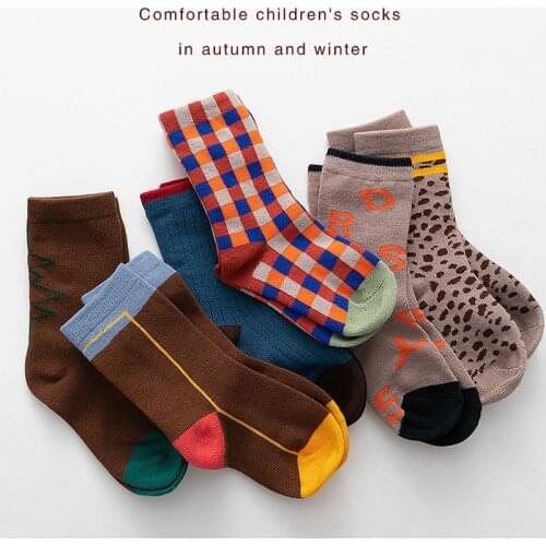 3 Pair Childrens Socks 2021 Autumn Winter Hot-Sale Cartoons Leopard Boys Girls Baby Cotton Blend Soft Short Breathable Socks