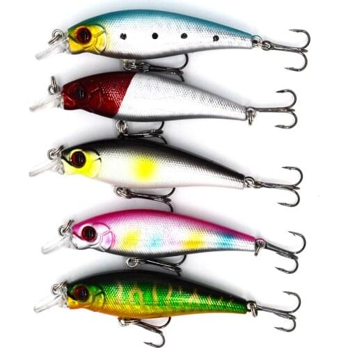 5Pcs/lot 7.5cm 6.7g Plastic Artificial Hard Bait Fishing Lure Minnow Pesca Fishing Tackle Isca Bait Crankbait Swimbait 3D Eyes