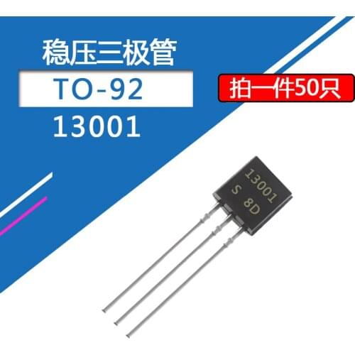 50pcs/lot Transistor 13001 in-line MJE13001 NPN package TO-92 high voltage tube 400v/0.2A transistor