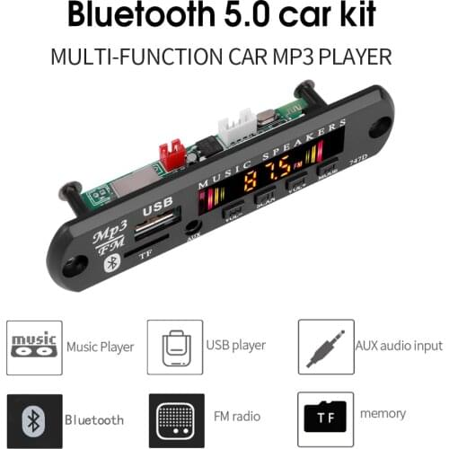 5V 12V Color Screen MP3 WMA Player Decoder Board Bluetooth 5.0 Car Kit Radio Module FM TF USB 3.5 Mm AUX Audio For Iphone XS