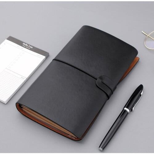 Blank Page Soft PU Retro Leather Notepad Old Fashioned Strap Travel Notebook Creativity Stationery Kraft Paper A6