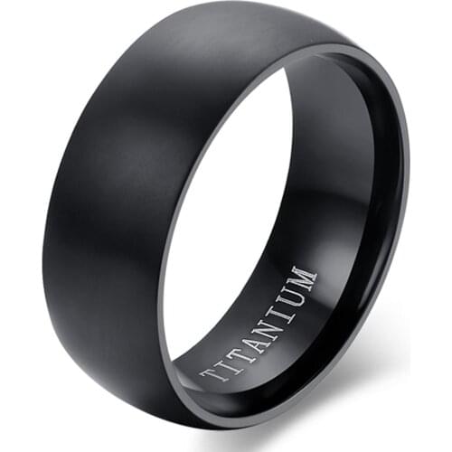 BONISKISS 8MM Mens Black Titanium Ring Anniversary Alliance Mens Fashion Jewelry Wedding Band Rings Size 6 To 14 Wholesale