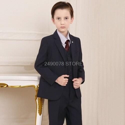 Boys Black Suits for Weddings Terno Infantil Costume Enfant Garcon Mariage Disfraz Infantil Boys Suits Kids Formal Suit