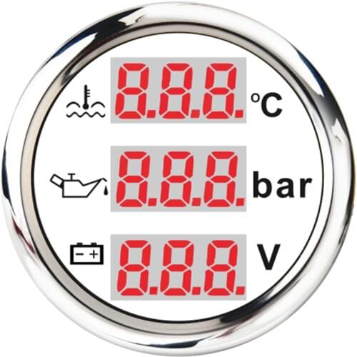 3 in 1 Digital Gauge New Universal 52mm Waterproof Water Temp Meter Oil Pressure 9-32V Voltmeter For Car Motorcycle Marine Boat