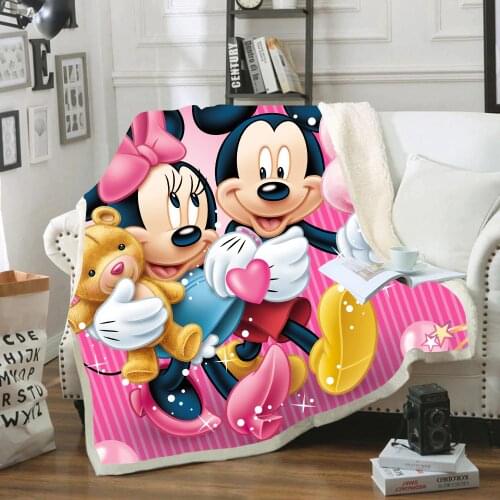 Disney Cartoon Minnie Mickey Mouse Soft Flannel Sherpa Sherpa Summer Covering Blanket Throw for Children Kids on Bed Sofa Couch