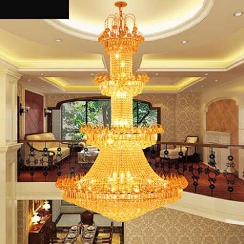 Duplex chandelier staircase lamp long chandelier villa living room lamp chandelier hotel project crystal lamp round hall lamp