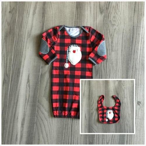 Girlymax Christmas Fall/Winter Jump Suit Baby Girls Plaid Santa Claus Gown BIB Boutique Clothes Infant Cotton Romper Toddler